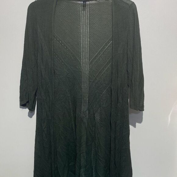 Torrid Women's Army Green Open Front Mid-Length Cardigan Sweater Size 1 - Picture 1 of 9